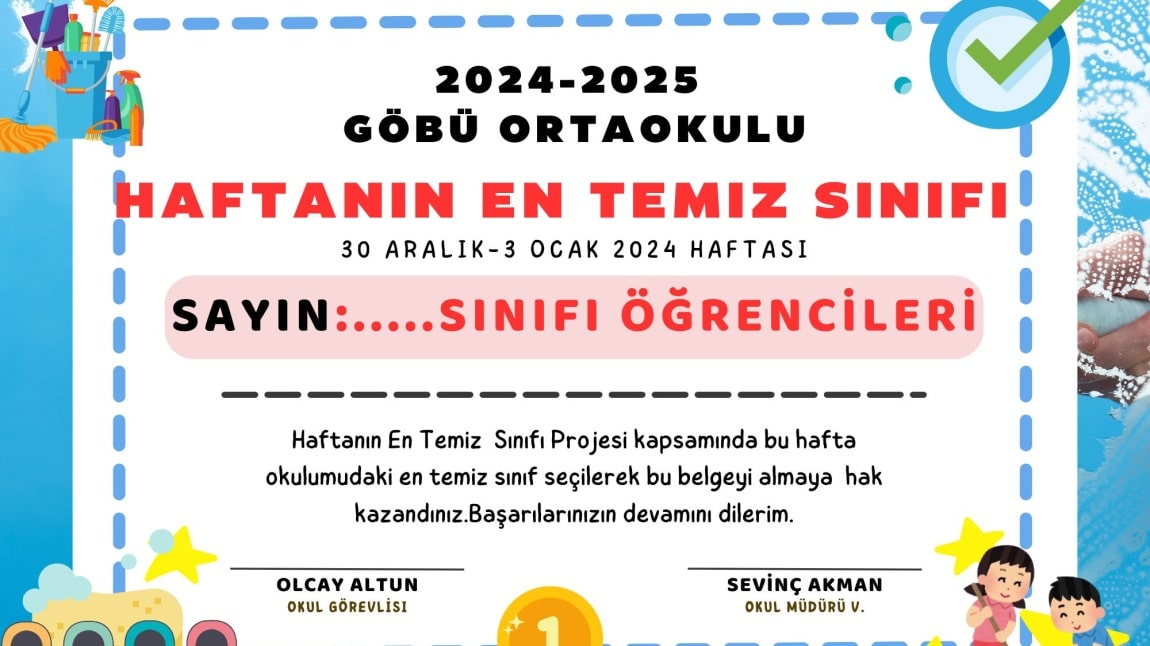 HAFTANIN EN TEMİZ SINIFI PROJESİ